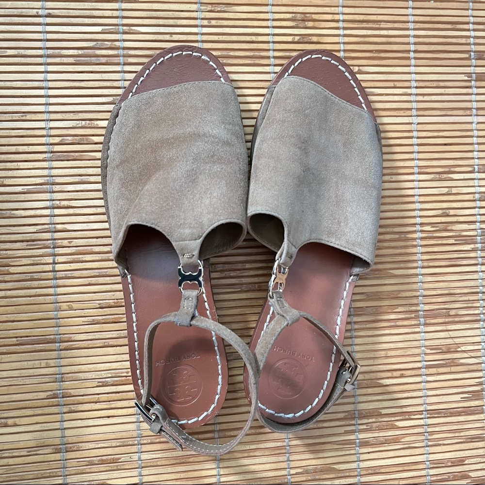 Tory Burch Gemini Link Suede Ankle Strap Sandals with dust bag size 7.5